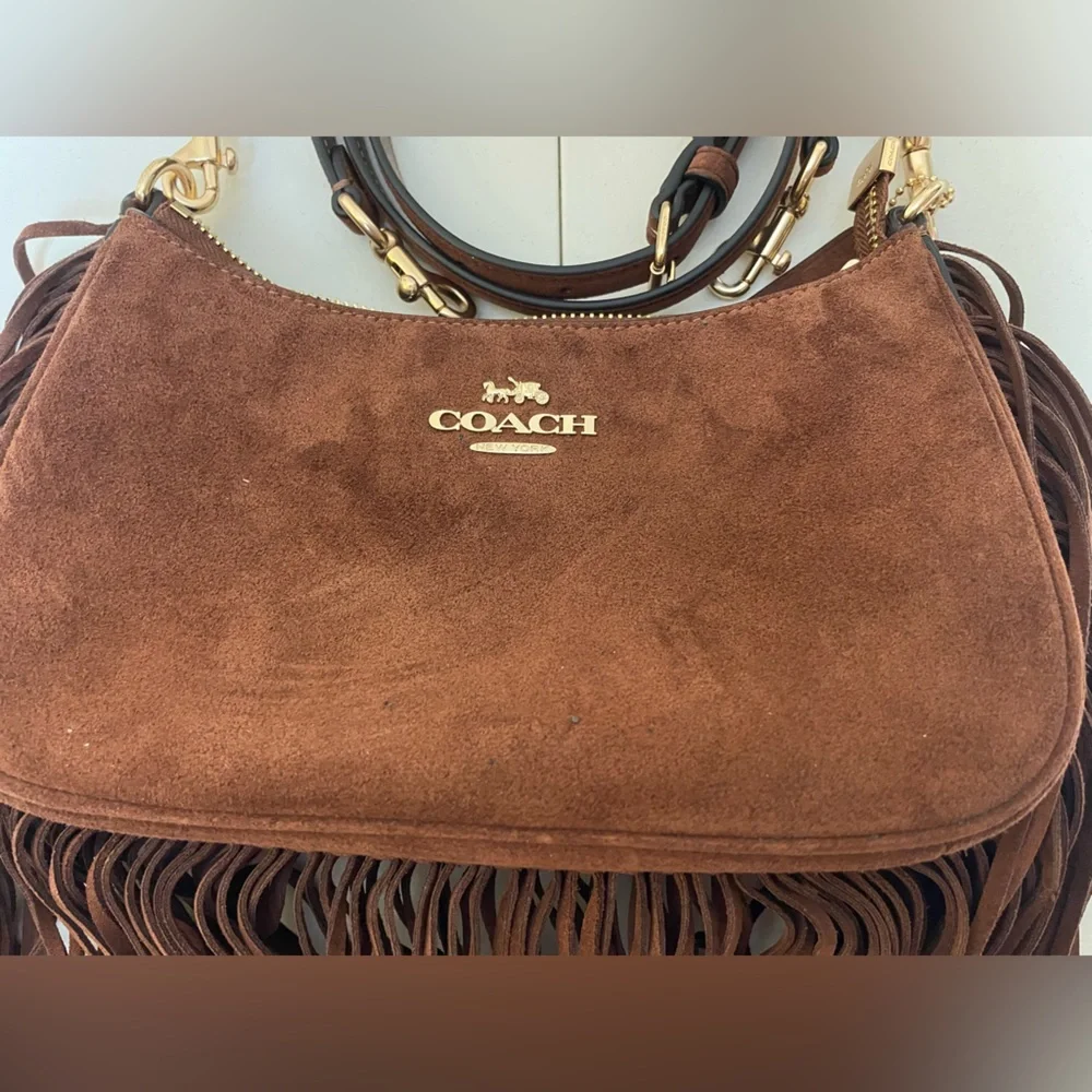 Coach Brown Suede Fringe Teri shoulder crossbody bag - Picture 2 of 15